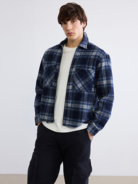 XSIDE Rahat Kalıp Ekose Erkek Oduncu Gömlek Ceket - S6C250Z8-LN6