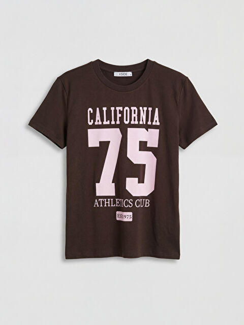 XSIDE Bisiklet Yaka California Baskılı Kadın Tişört - S6F256Z8-8XJ