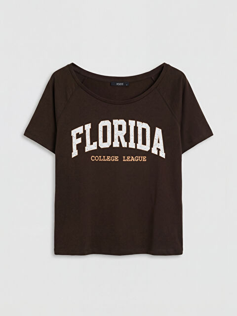 XSIDE Kayık Yaka Baskılı Kadın Tişört