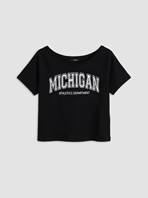 XSIDE Kayık Yaka Baskılı Kadın Tişört - S6B257Z8-CVL