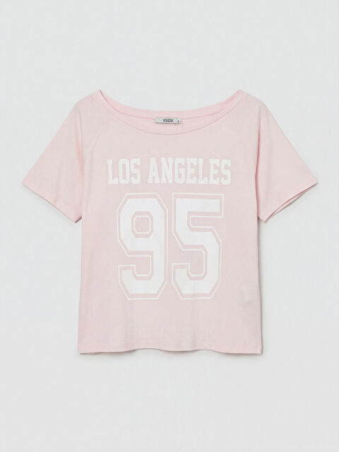 XSIDE Kayık Yaka Baskılı Kadın Tişört - S6B257Z8-QNT