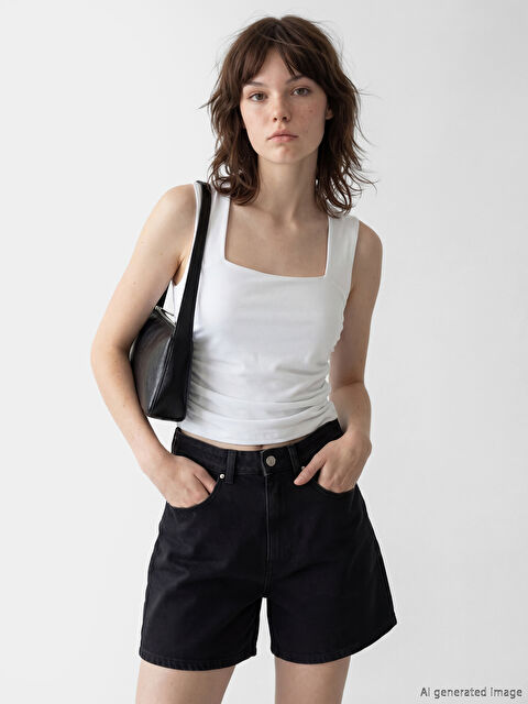 XSIDE Kare Yaka Büzgülü Bluz - S6A258Z8-Q6K