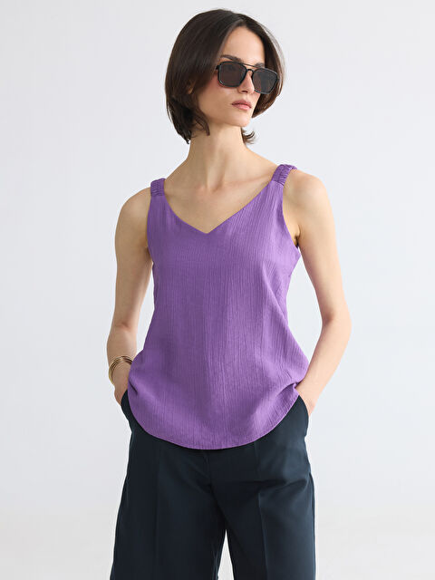 LCW EVERYDAY V Yaka Dokulu Büzgülü Bluz