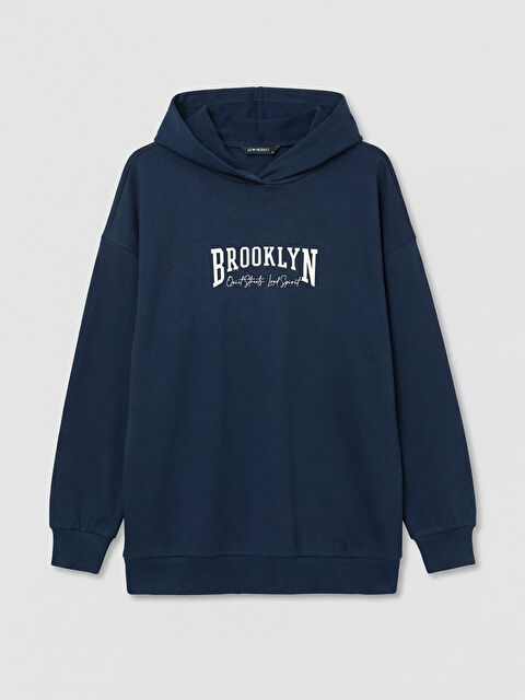 LCW Modest Kapüşonlu Brooklyn Baskılı Kadın Sweatshirt Tunik - S6D262Z8-HRZ