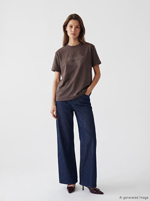 LCW Modest Yüksek Bel Wideleg Kadın Jean Pantolon - S6F262Z8-309