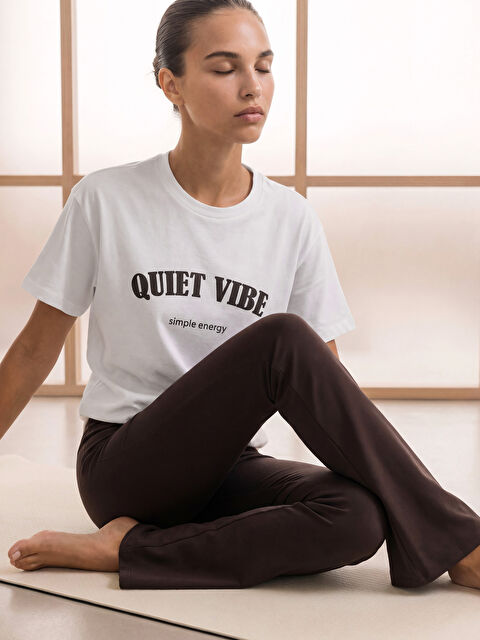 KOOR SPORT Bisiklet Yaka Baskılı Oversize Kadın Spor Tişört