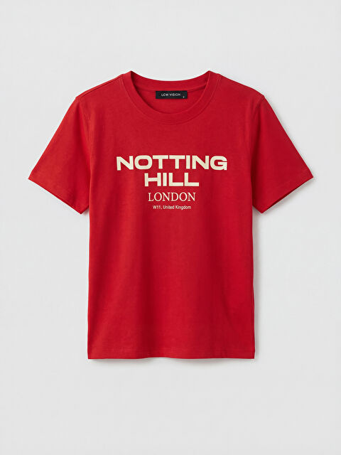 LCW Vision Bisiklet Yaka Baskılı Kadın Tişört - S6E267Z8-HJM