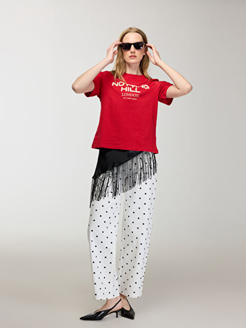 LCW Vision Bisiklet Yaka Baskılı Kadın Tişört