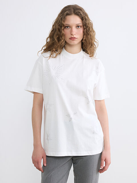 LCW Modest Bisiklet Yaka Taşlı Kadın Tunik - S6A267Z8-R9J