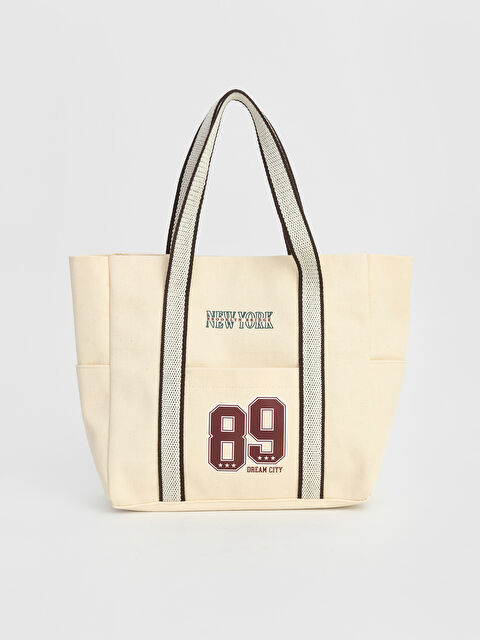 LCW ACCESSORIES New York Baskılı Kanvas Kız Çocuk Kol Çantası