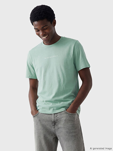 XSIDE Bisiklet Yaka Baskılı Penye Erkek Tişört