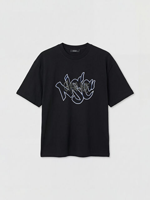 XSIDE Oversize Bisiklet Yaka Baskılı Erkek Tişört