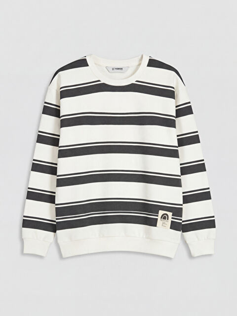 LCW Kids Bisiklet Yaka Çizgili Erkek Çocuk Sweatshirt - S6F274Z4-LQ9