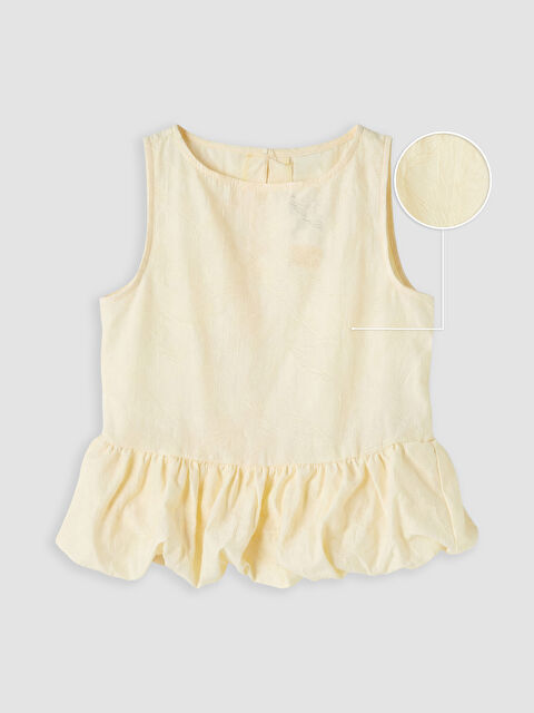 LCW Kids Bisiklet Yaka Fırfırlı Kız Çocuk Bluz