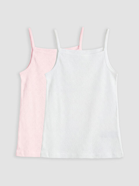 LCW Kids Kare Yaka Kız Çocuk İp Askılı Atlet 2'li - S6D275Z4-Q6K