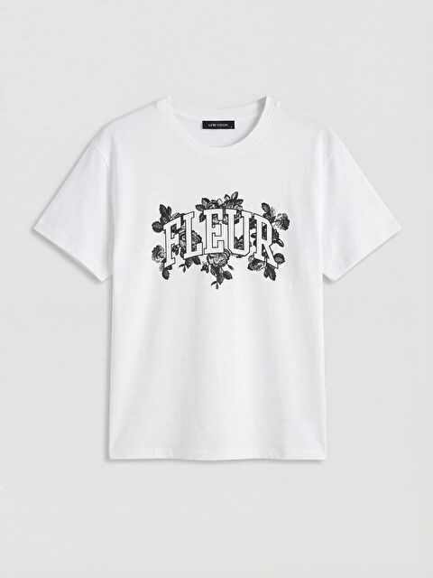 LCW Vision Bisiklet Yaka Baskılı Kadın Tişört - S6B278Z8-Q6K