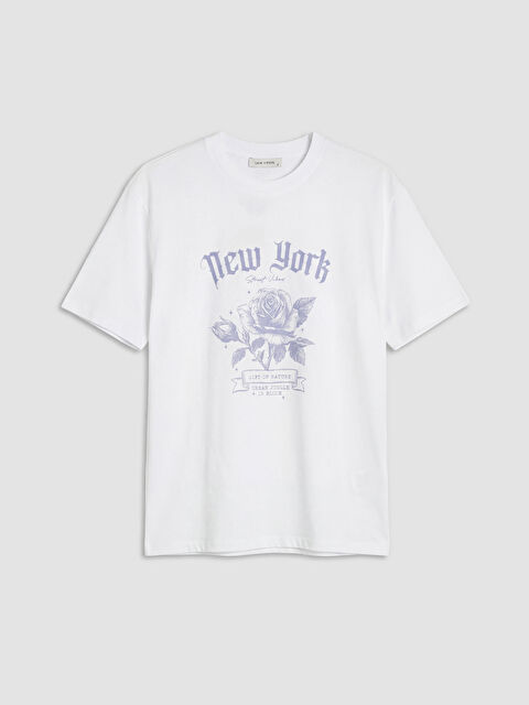 LCW Vision New York Baskılı Oversize Kadın Tişört - S6D278Z8-Q6K