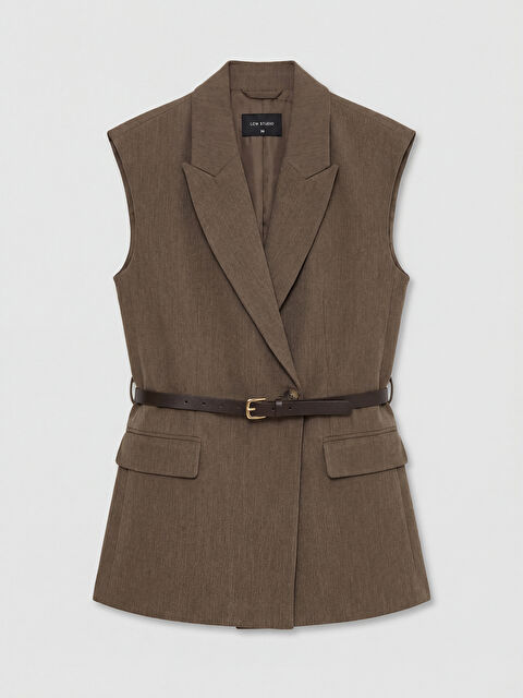 LCW STUDIO Kruvaze Yaka Kemerli Kadın Klasik Yelek - S6D281Z8-2SK