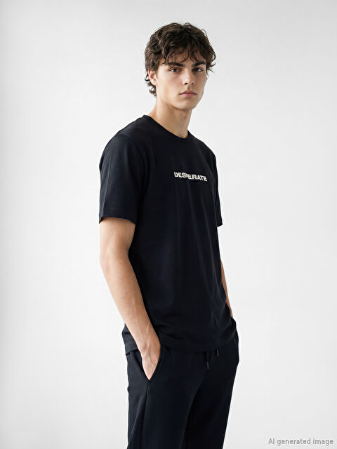 XSIDE  Bisiklet Yaka Baskılı Erkek Tişört - S6A282Z8-CVL