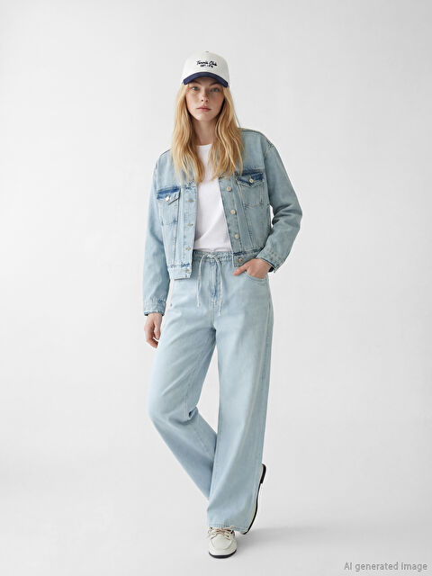 XSIDE Beli Lastikli Wideleg Kadın Jean Pantolon