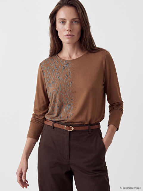 LCW Grace Bisiklet Yaka Desenli Bluz