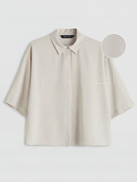 LCW Vision Oversize Krep Kadın Gömlek - S6D284Z8-DEE