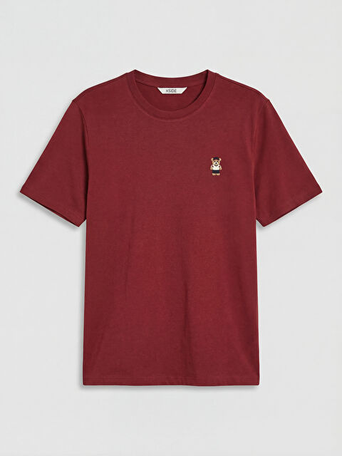 XSIDE Bisiklet Yaka Nakışlı Erkek Tişört - S6B285Z8-4KW