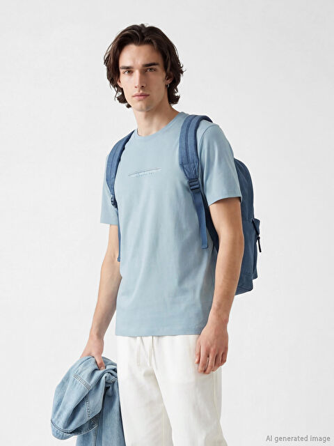 XSIDE Bisiklet Yaka Baskılı Erkek Tişört - S6C285Z8-SX5