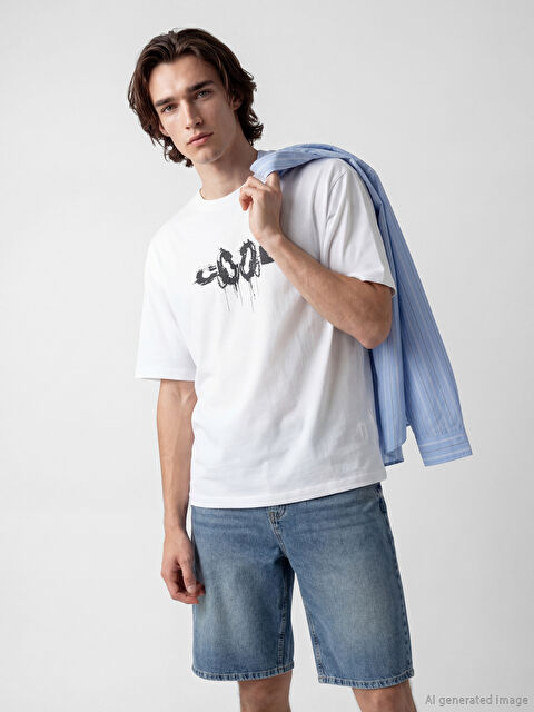 XSIDE Bisiklet Yaka Baskılı Erkek Tişört