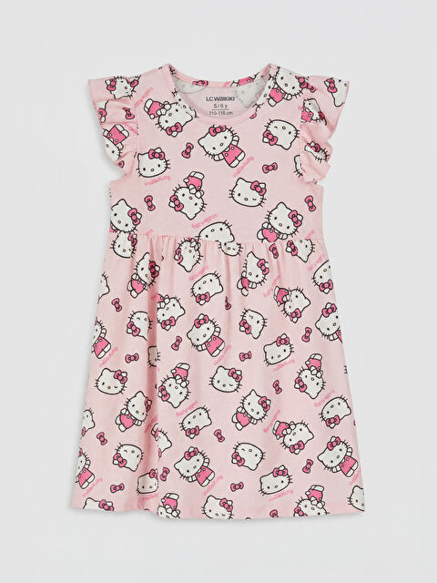 LCW baby Hello Kitty Baskılı Kız Çocuk Penye Elbise
