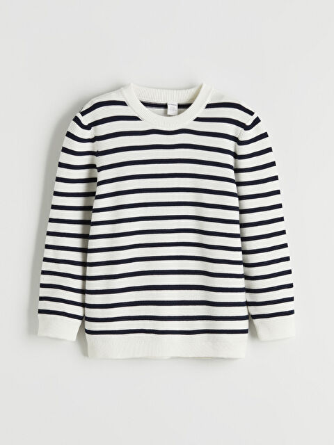 LCW Kids Bisiklet Yaka Çizgili Erkek Çocuk Triko Kazak - S6A288Z1-LGS