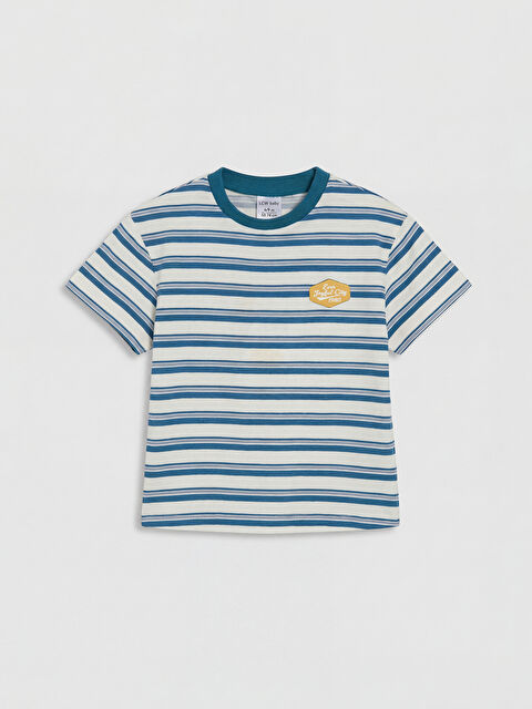 LCW baby Bisiklet Yaka Çizgili Erkek Bebek Tişört