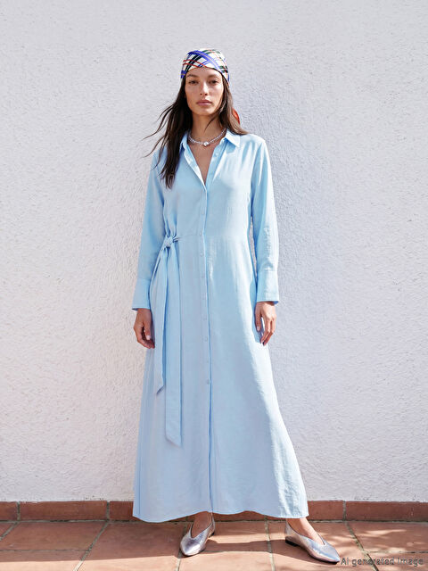 LCW STUDIO Beli Bağlamalı Gömlek Elbise