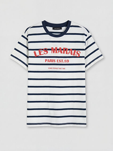 LCW Vision Bisiklet Yaka Çizgili Kadın Tişört