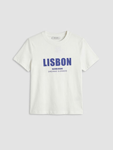 LCW Vision Bisiklet Yaka Lisbon Baskılı Kadın Tişört - S6A298Z8-R9J