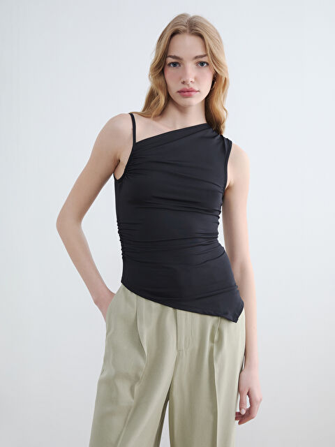 XSIDE Dökümlü Yaka Büzgülü Bluz - S6C304Z8-CVL