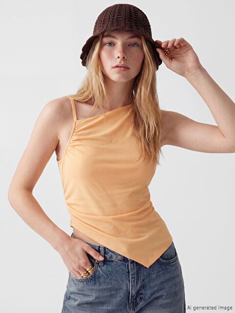 XSIDE Asimetrik Yaka Büzgülü Bluz