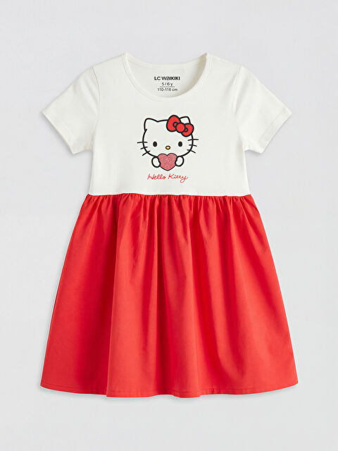 LCW Kids Hello Kitty Baskılı Kız Çocuk Elbise - S6E310Z1-R9J