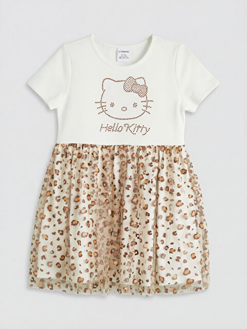 LCW Kids Bisiklet Yaka Hello Kitty Baskılı Kız Çocuk Elbise