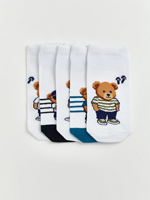 LCW Kids Ayı Teddy Desenli Erkek Çocuk Patik Çorap 5'li