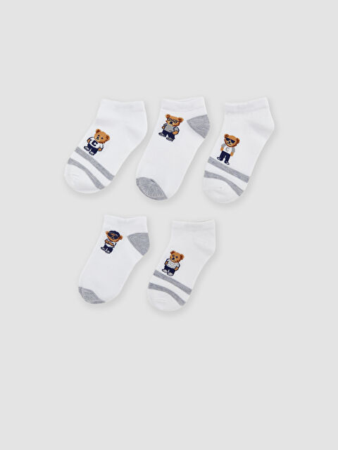 LCW Kids Ayı Teddy Desenli Erkek Çocuk Patik Çorap 5'li