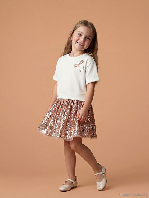 LCW Kids Payetli Kız Çocuk Elbise