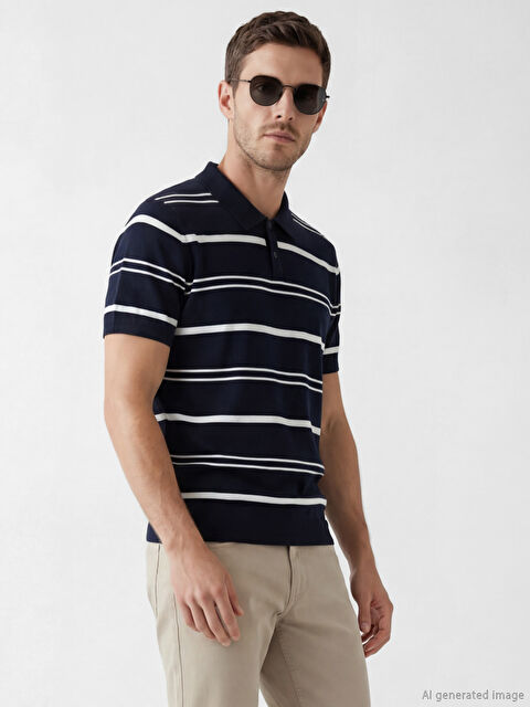 LCWAIKIKI Classic Polo Yaka Çizgili Erkek Triko Kazak - S6F325Z8-DWP