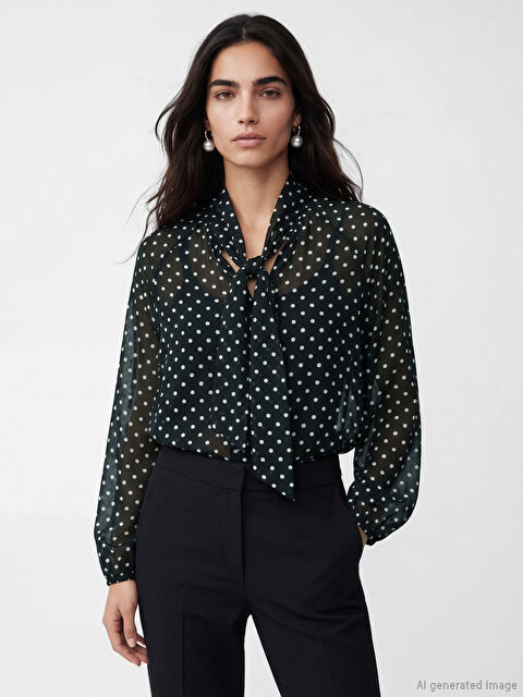 LCW Vision Fular Yaka Puantiyeli Bluz - S6F329Z8-LQJ