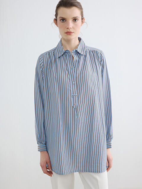 LCW EVERYDAY Gömlek Yaka Çizgili Kadın Tunik