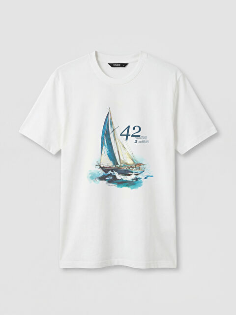 XSIDE Bisiklet Yaka Baskılı Penye Erkek Tişört