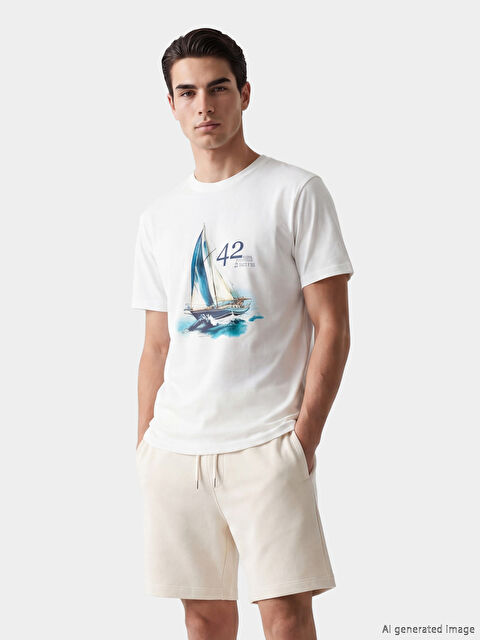 XSIDE Bisiklet Yaka Baskılı Penye Erkek Tişört