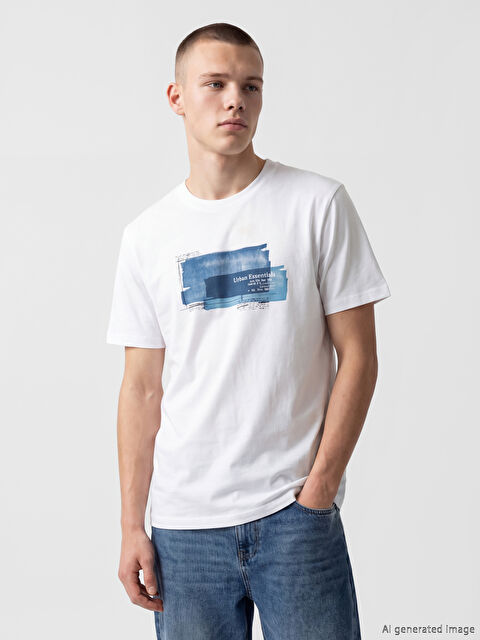 XSIDE Bisiklet Yaka Baskılı Erkek Tişört