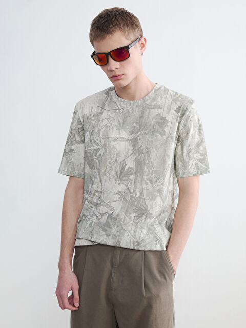 XSIDE Bisiklet Yaka Baskılı Erkek Penye Tişört - S6A332Z8-LS6