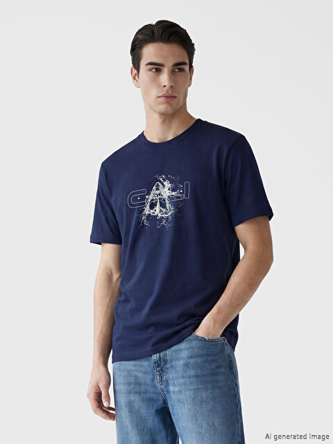 XSIDE Bisiklet Yaka Baskılı Erkek Tişört